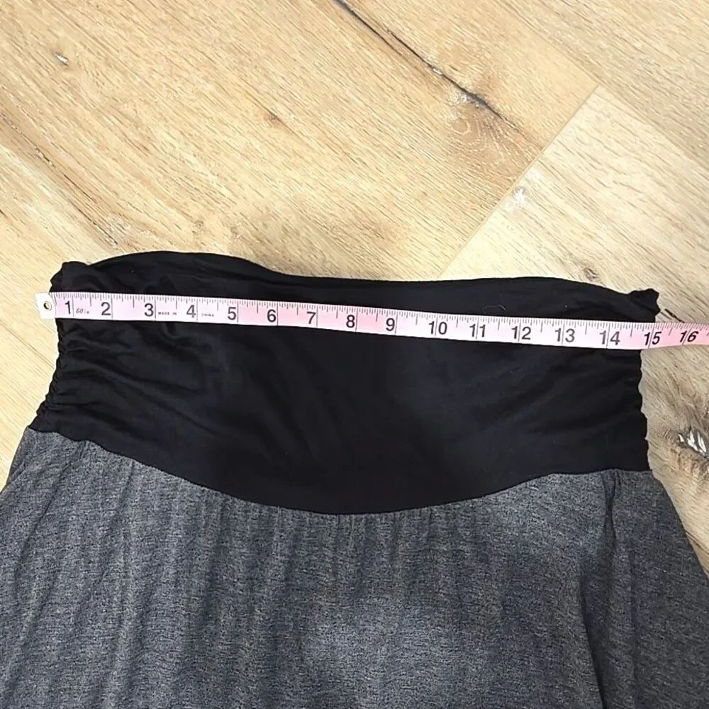 Asymmetrical Gray A Line Jersey Skirt Womens XL Black Trim Fairy Grunge Goth Emo